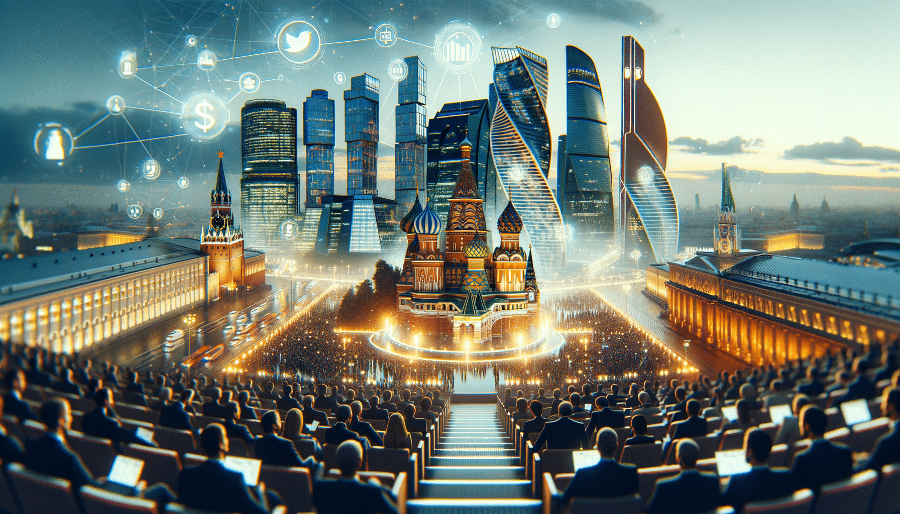 Logo de BlackRock et symbole Bitcoin à la bourse de Moscou