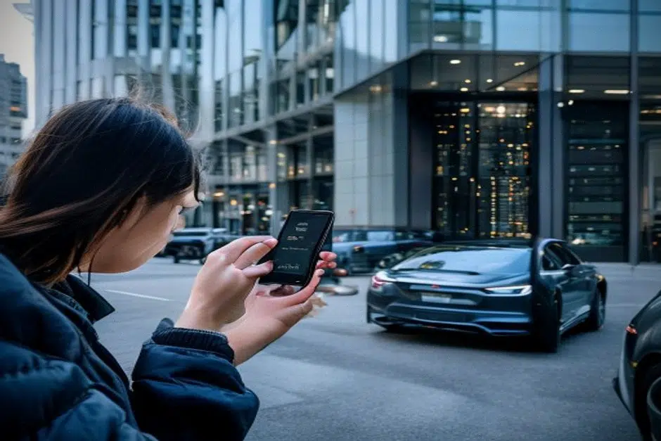 Usage d’un portefeuille Bitcoin dans un quartier d’affaires moderne