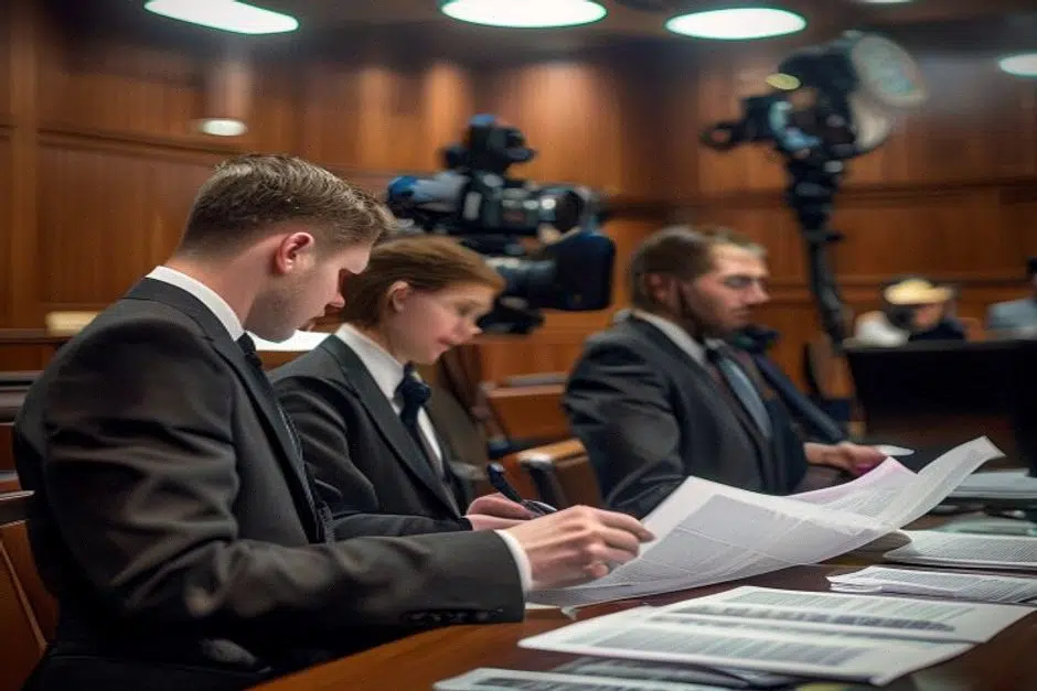 Salle d’audition au Sénat, staffers et documents sur clauses d’éthique