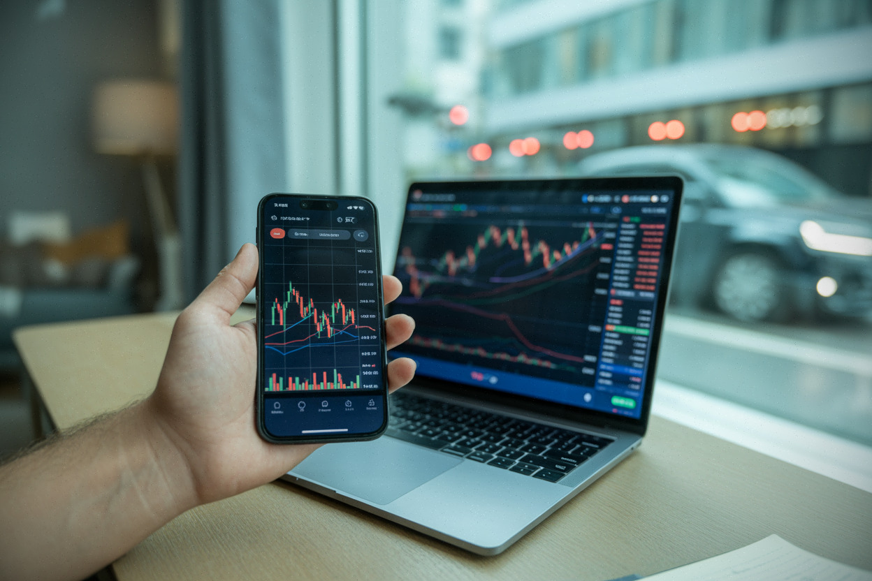 Bitcoin à 64 400 dollars sur écran, suivi de marché en temps réel.