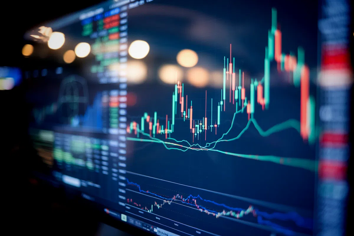 Cours de l'or en rebond affiché sur un écran de trading avec dollar en repli